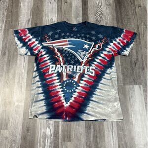 Size L - Majestic New England Patriots V-Dye Tie-Dye Men's T-shirt